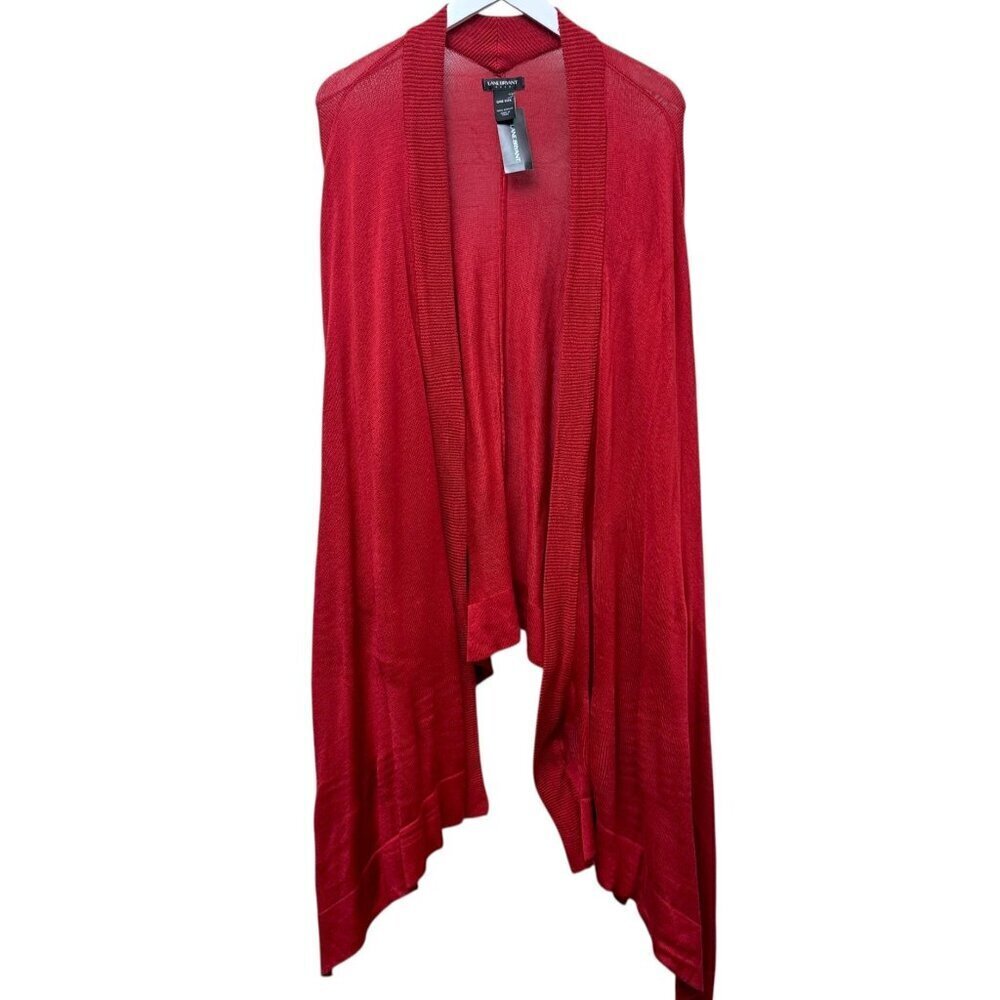 Lane Bryant Sweater Shawl Red Cape One Size Holiday Christmas Cardigan Top